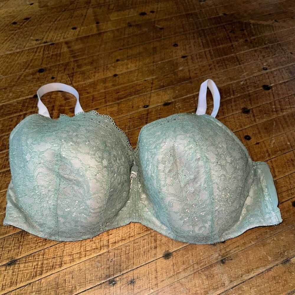 Cacique green & pink lightly lined 44DDD Balconette bra
